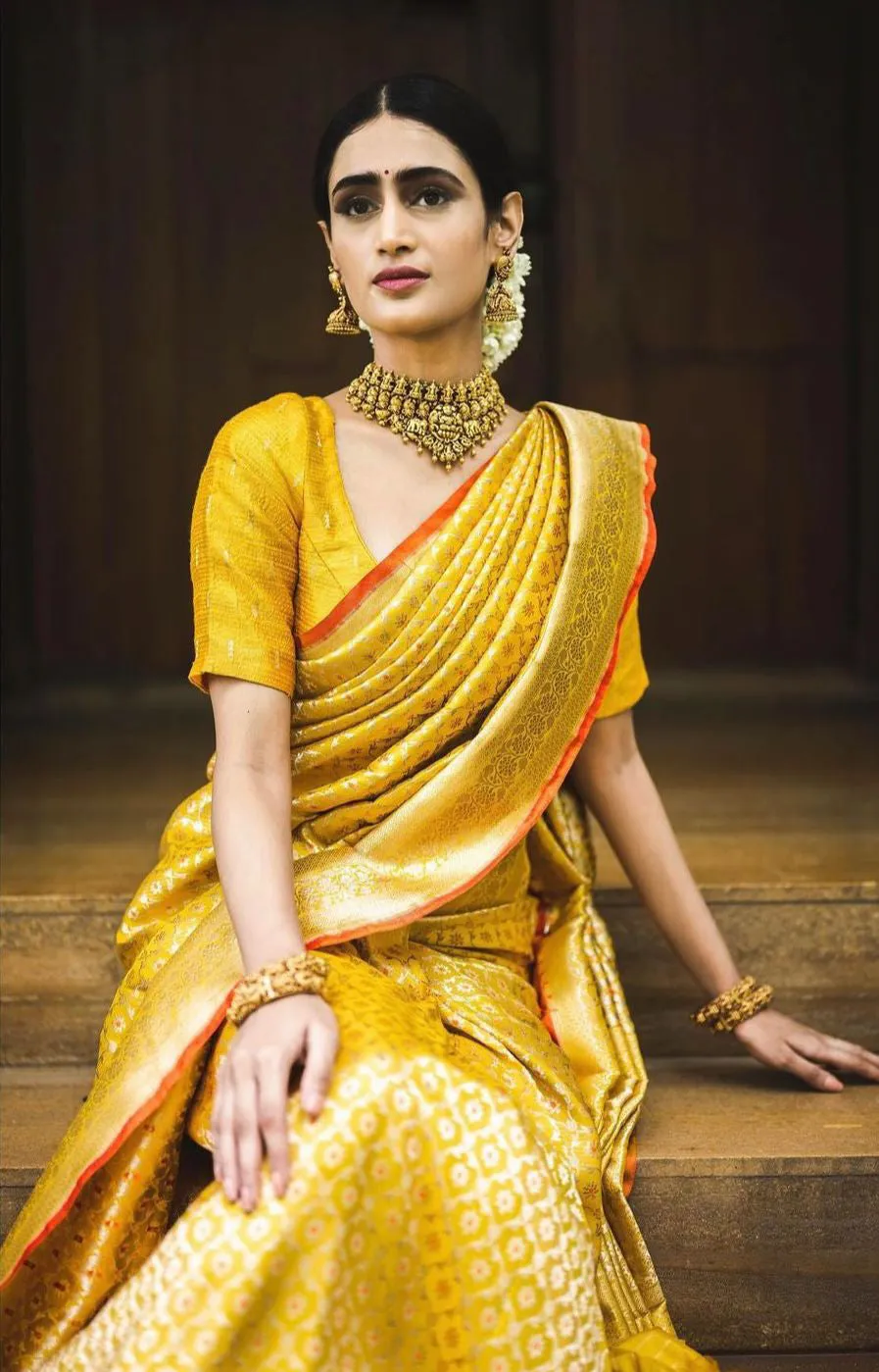 Seraglio Yellow Soft Silk Saree With Petrichor Blouse Piece