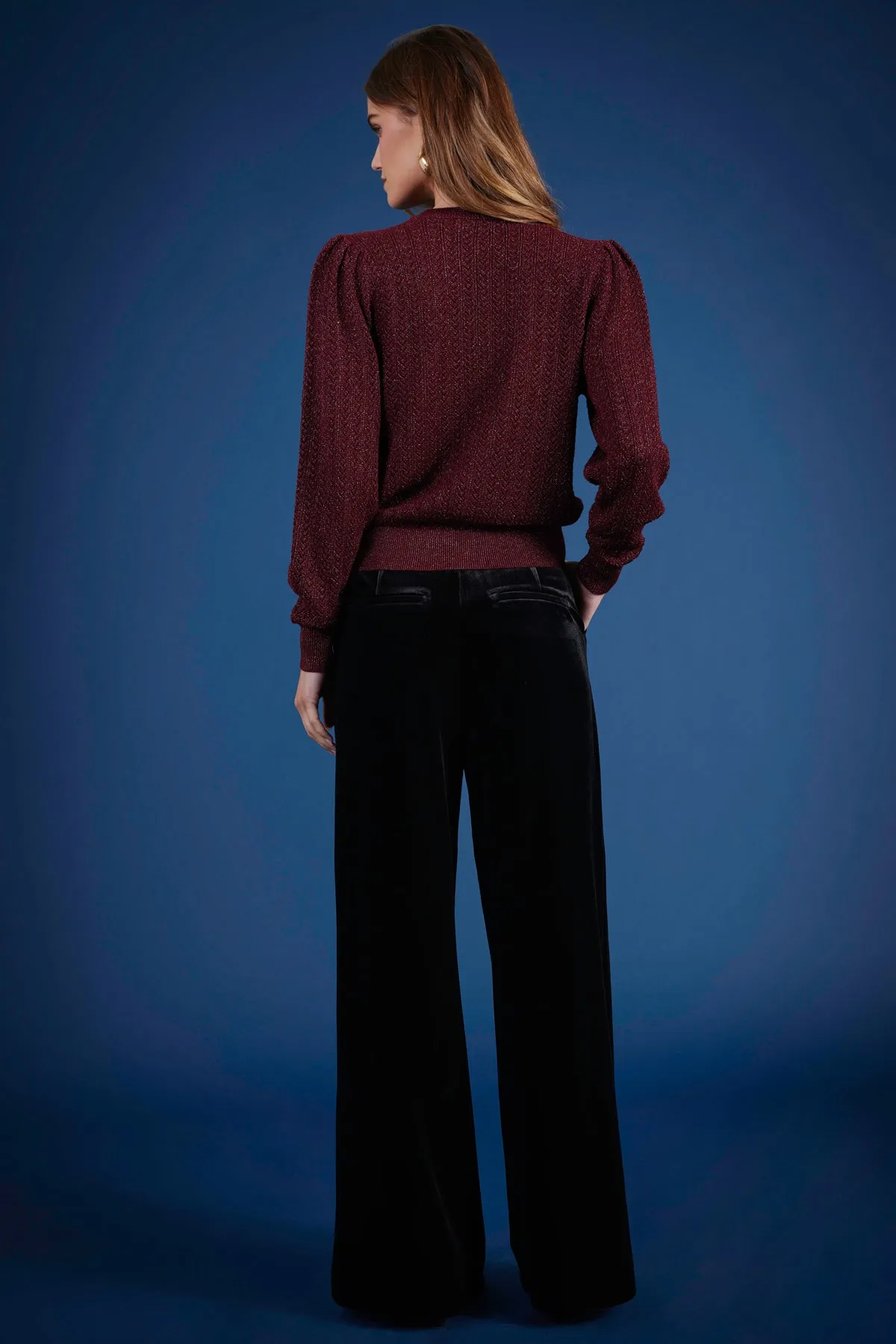 Sienna Puff Sleeve Metallic Sweater