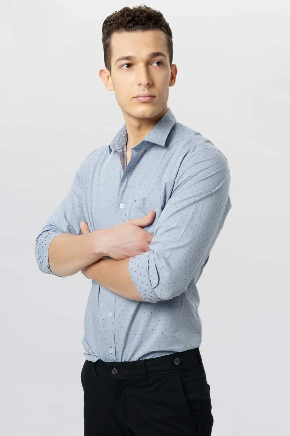 Slim Fit Dobby Melange Shirt