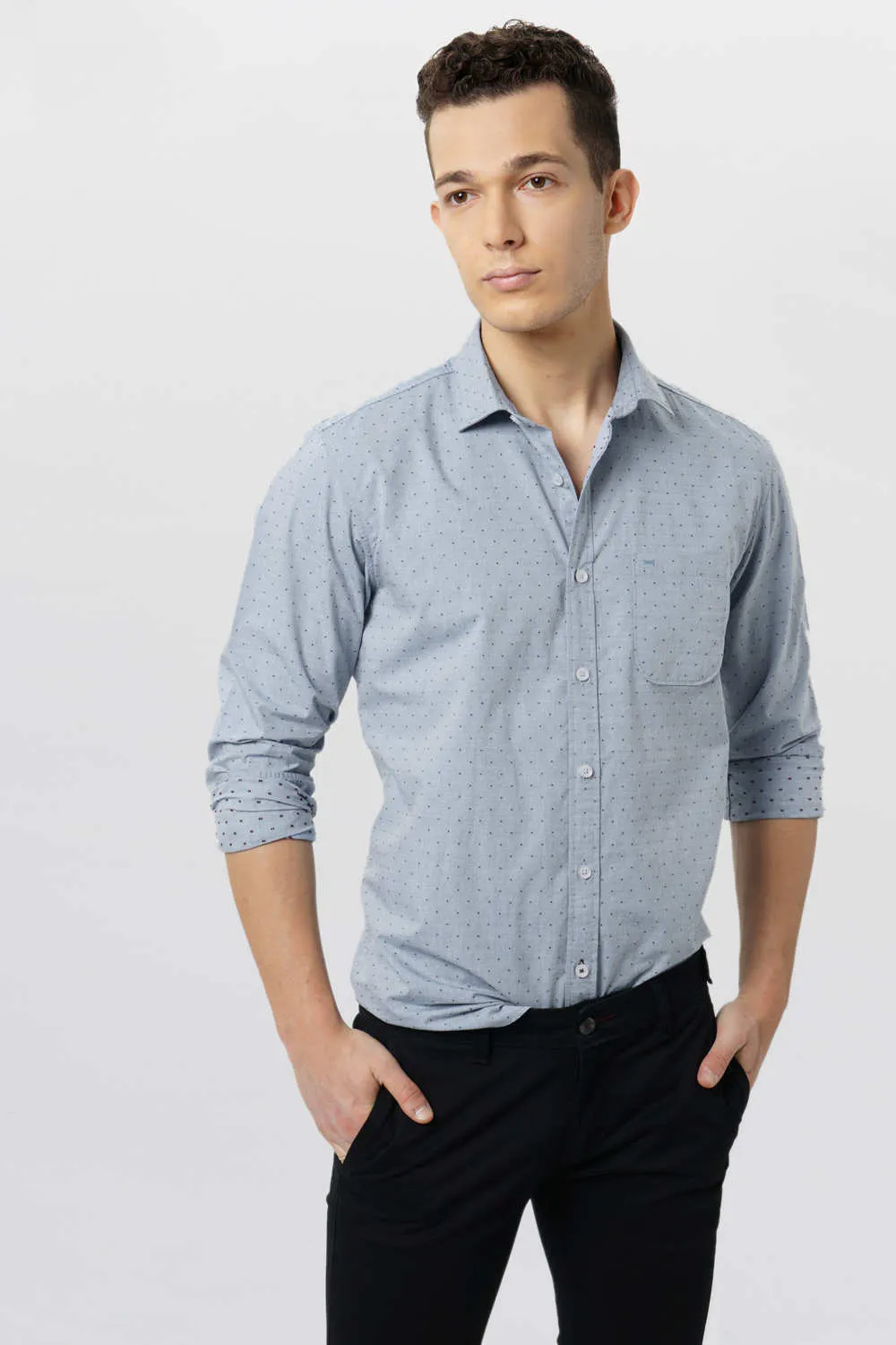 Slim Fit Dobby Melange Shirt