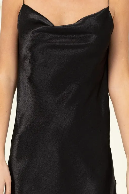 Somewhere To Go Cowl Neck Mini Dress