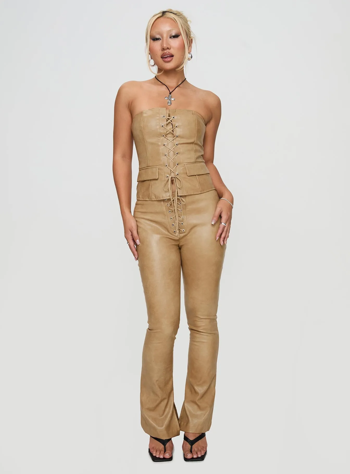 Stagecoach Lace Up Pants Brown