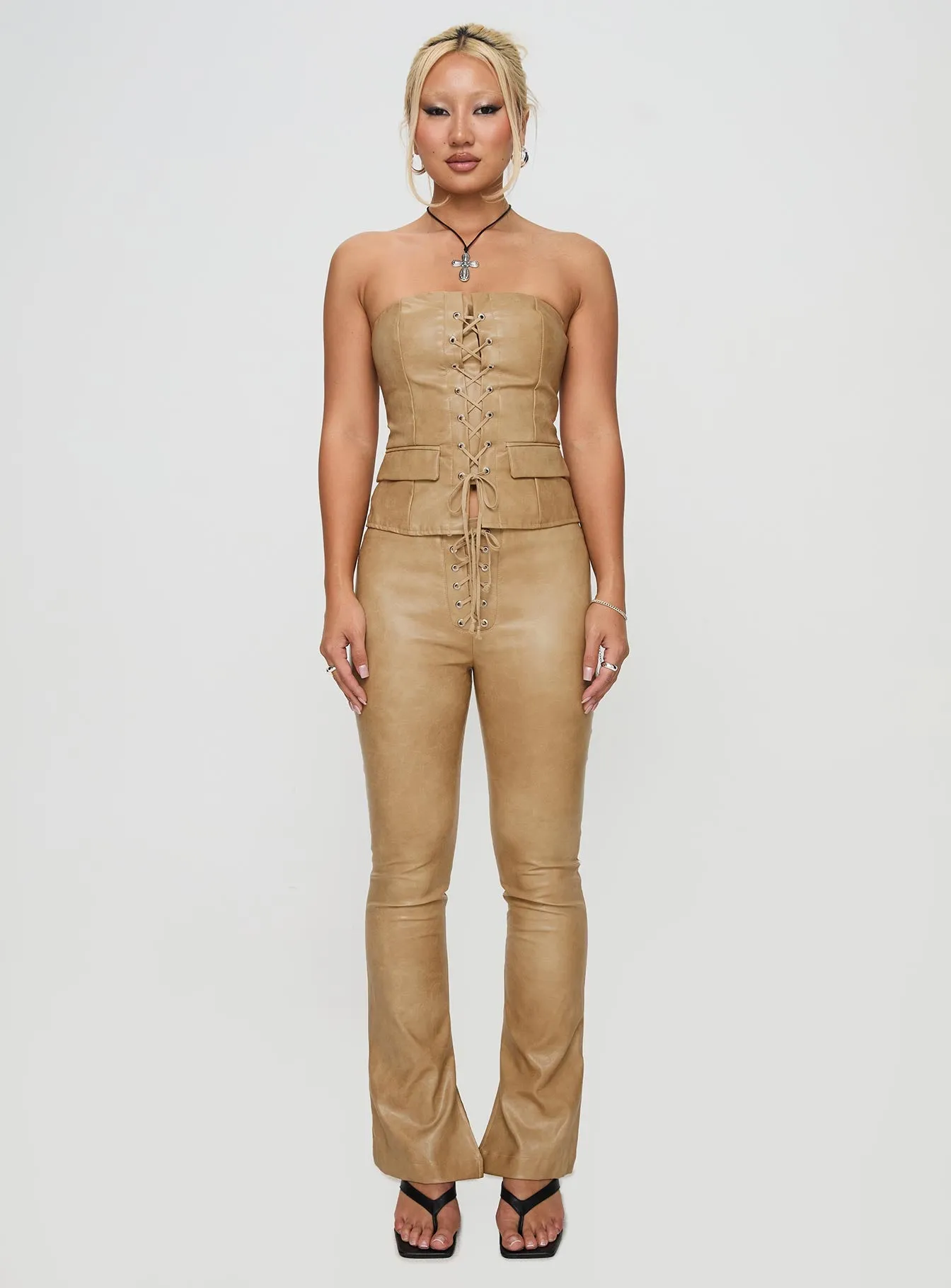 Stagecoach Lace Up Pants Brown