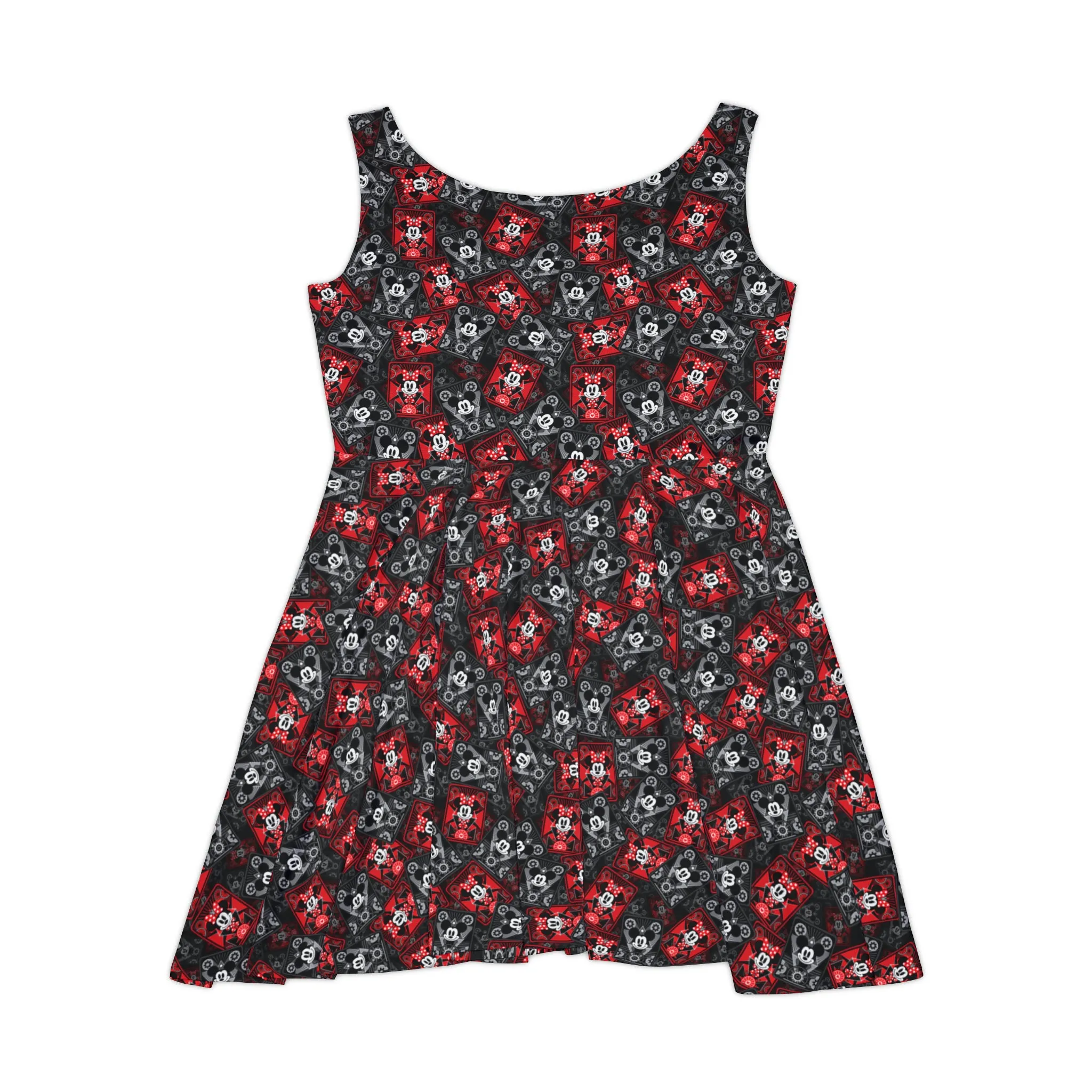 Steamboat Mickey And Minnie Cards Women's Skater Dress