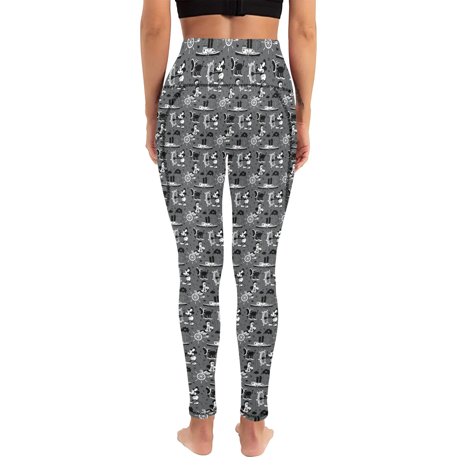 Steamboat Mickey Women's Athletic Leggings With Pockets