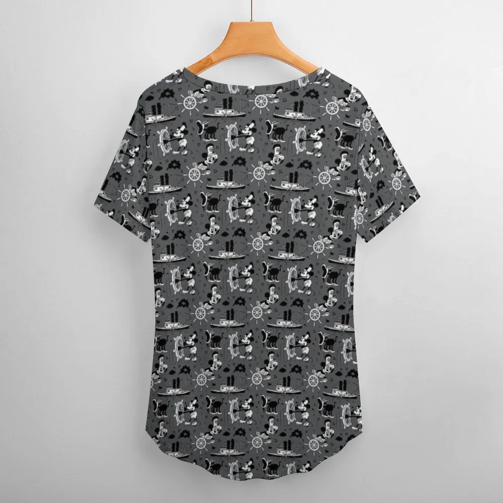 Steamboat Mickey Women's V-Neck T-Shirt
