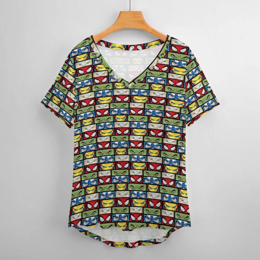 Super Heroes Eyes Women's V-Neck T-Shirt
