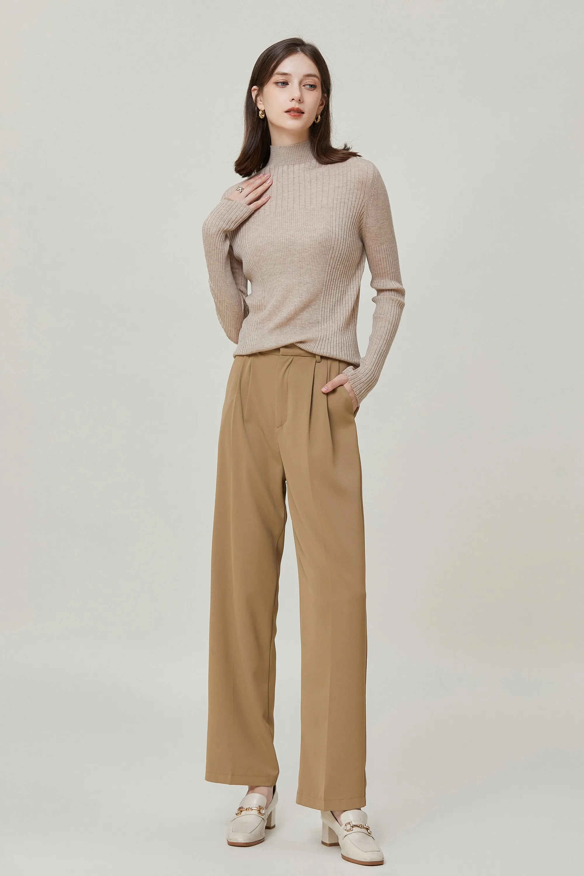 Sylphide | Amelie Camel Ribbed Wool Sweater