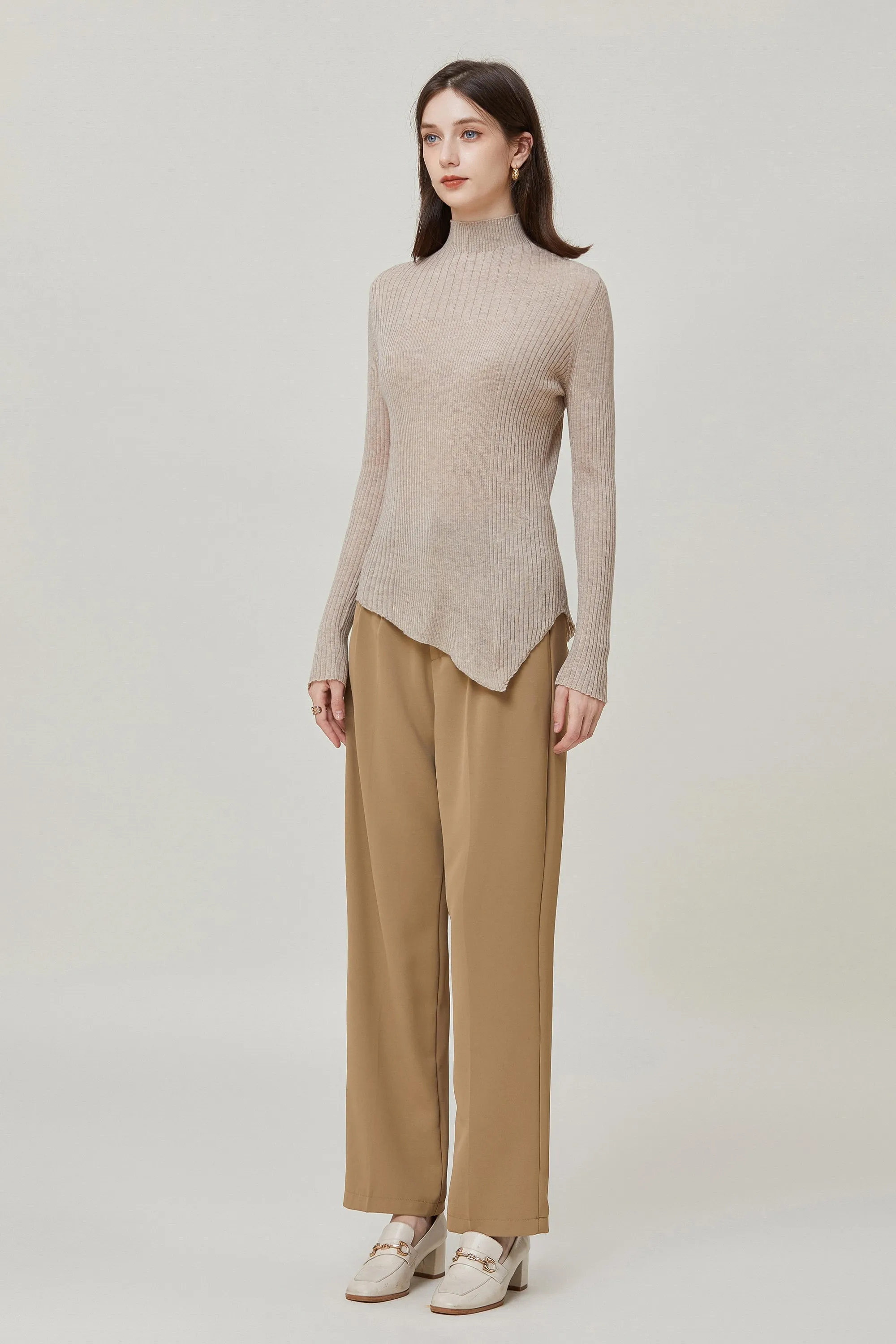 Sylphide | Amelie Camel Ribbed Wool Sweater