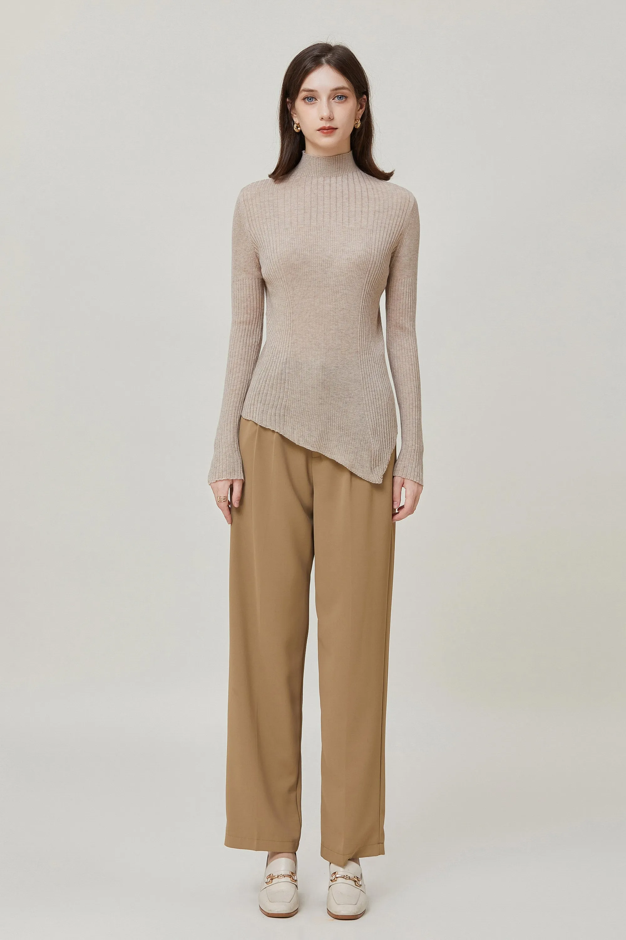 Sylphide | Amelie Camel Ribbed Wool Sweater