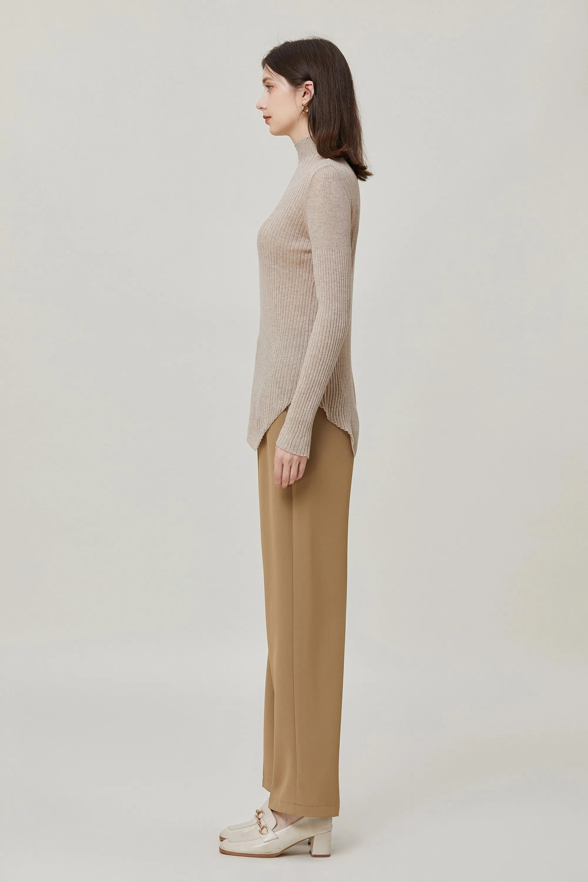 Sylphide | Amelie Camel Ribbed Wool Sweater
