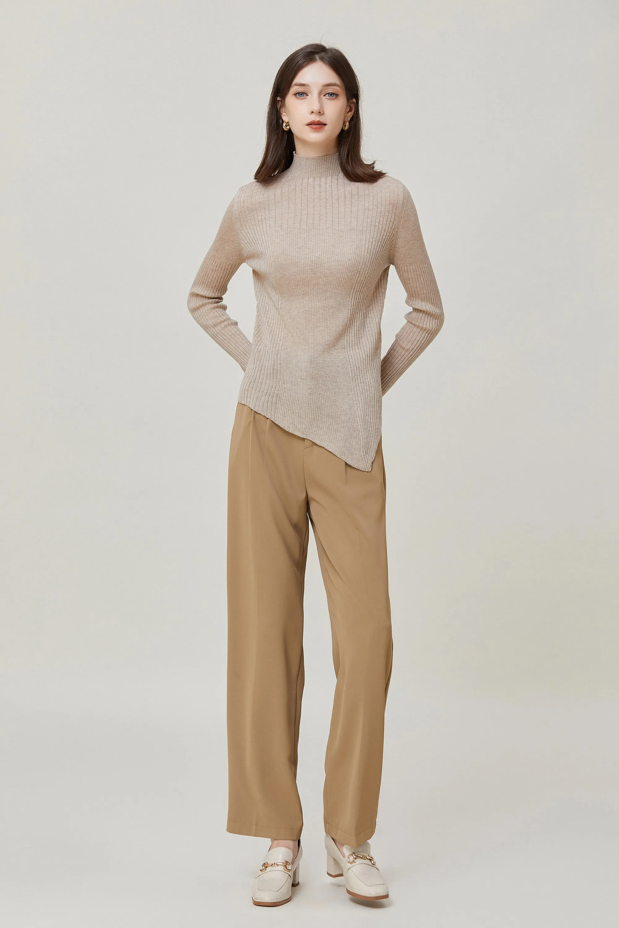 Sylphide | Amelie Camel Ribbed Wool Sweater