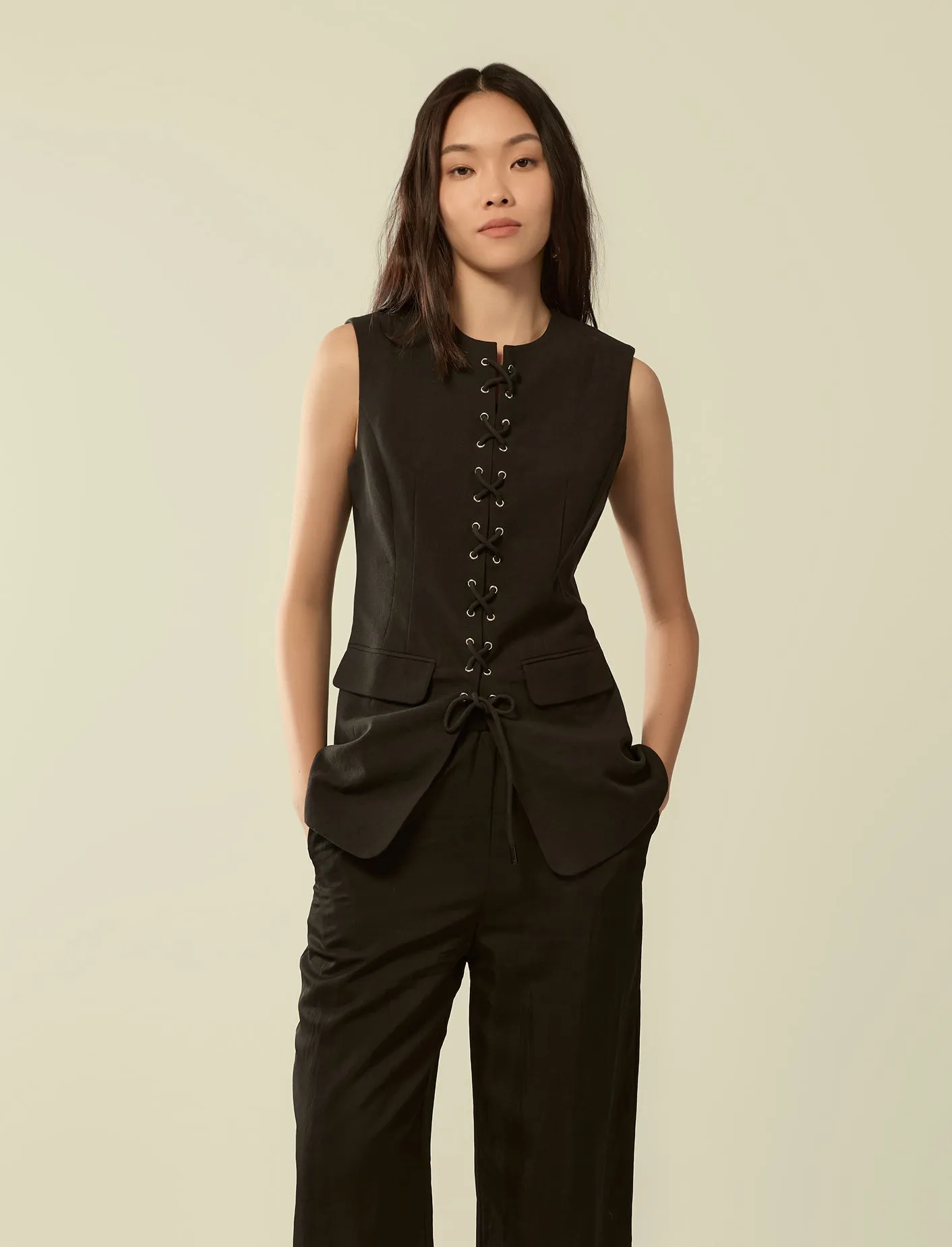 tailored eyelet vest top