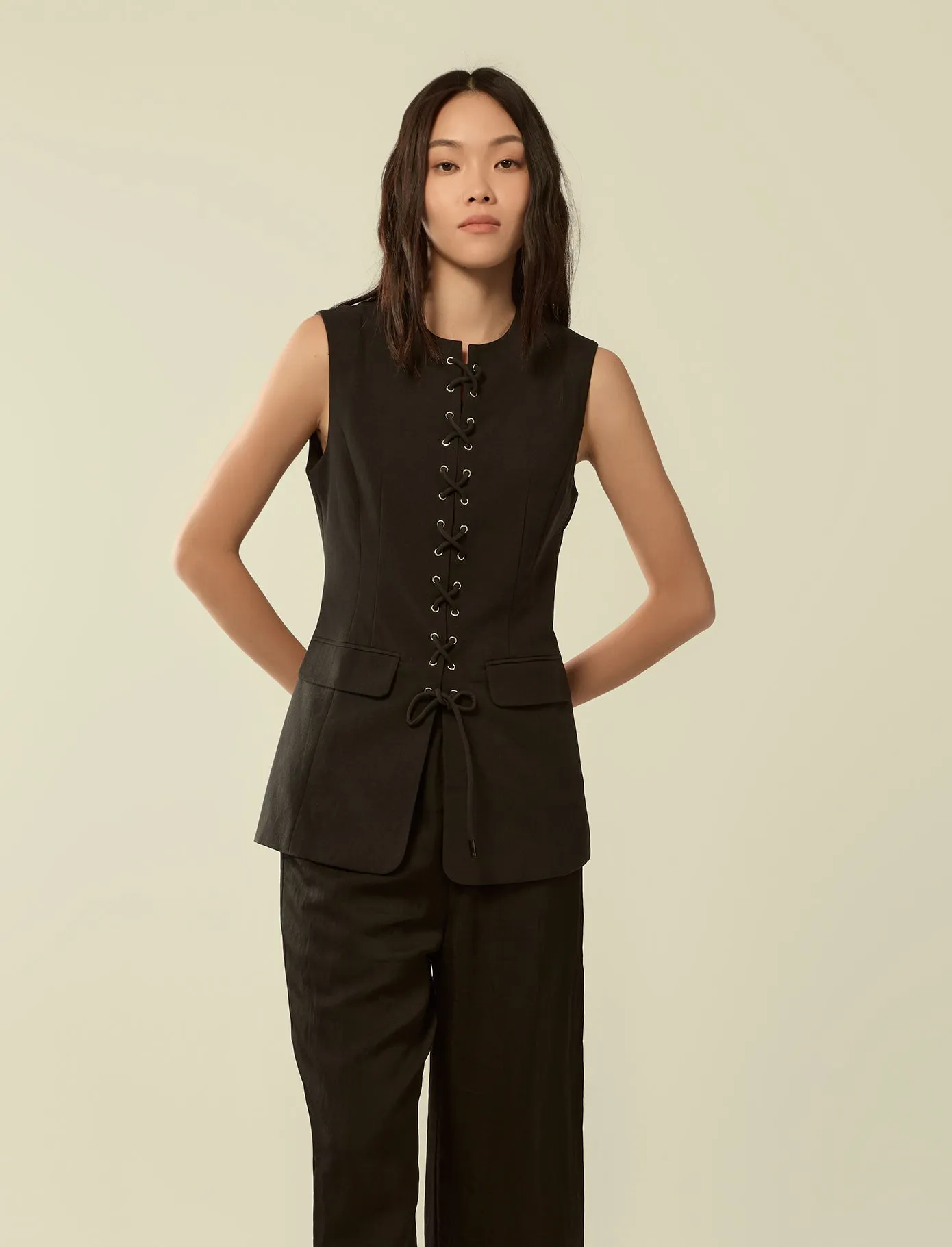 tailored eyelet vest top