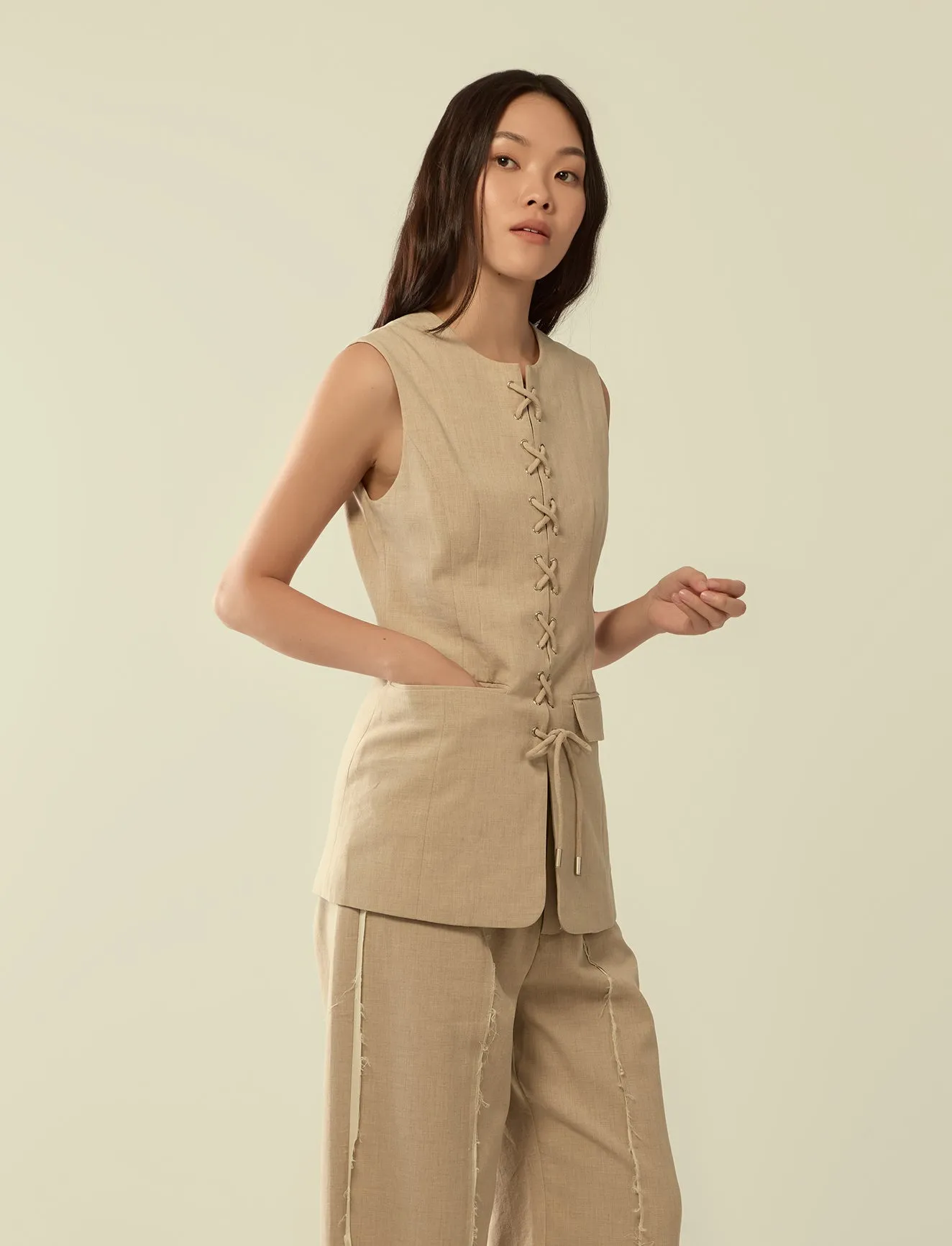 tailored eyelet vest top
