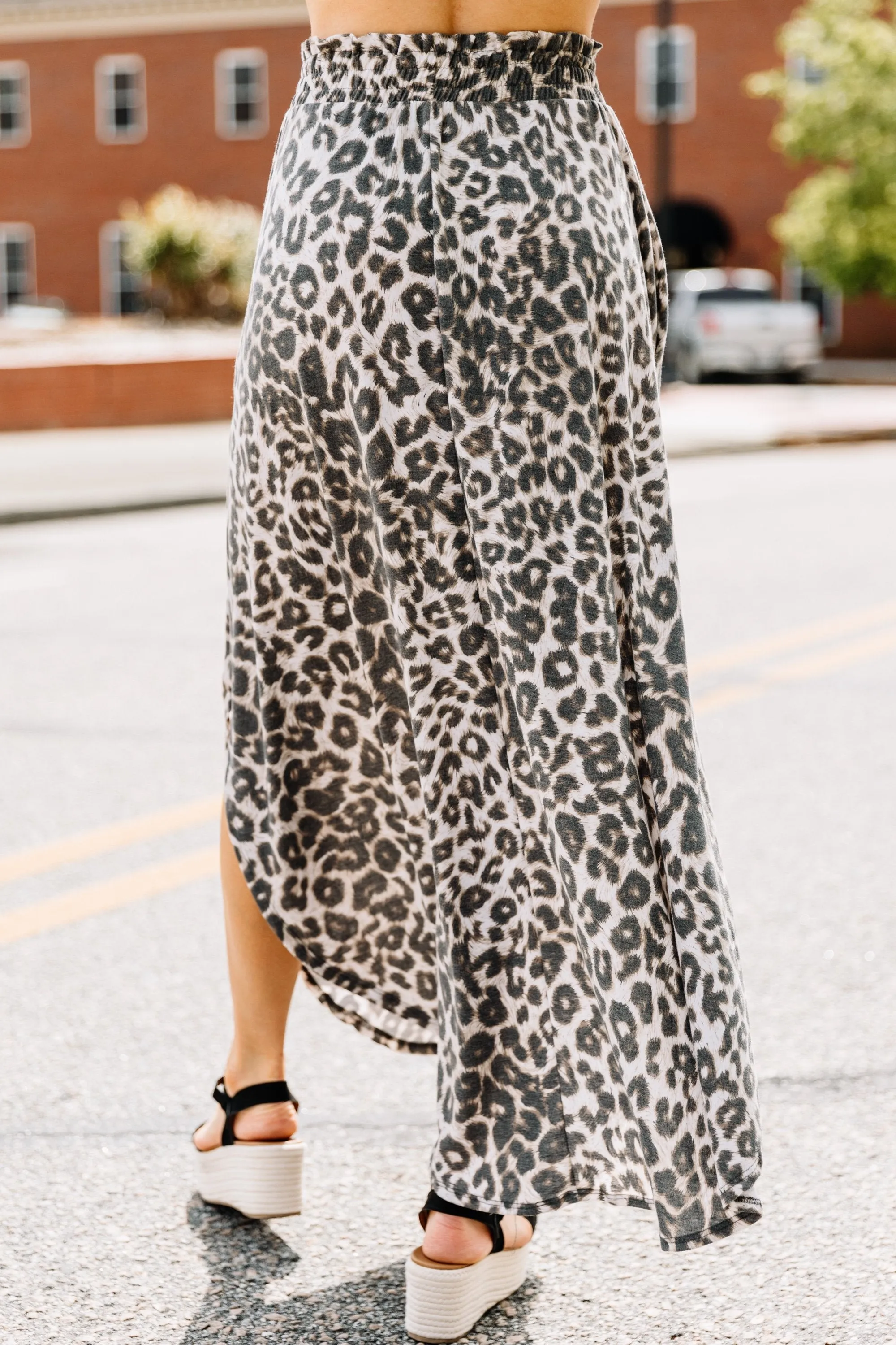 Take The Advantage Mocha Brown Leopard Maxi Skirt