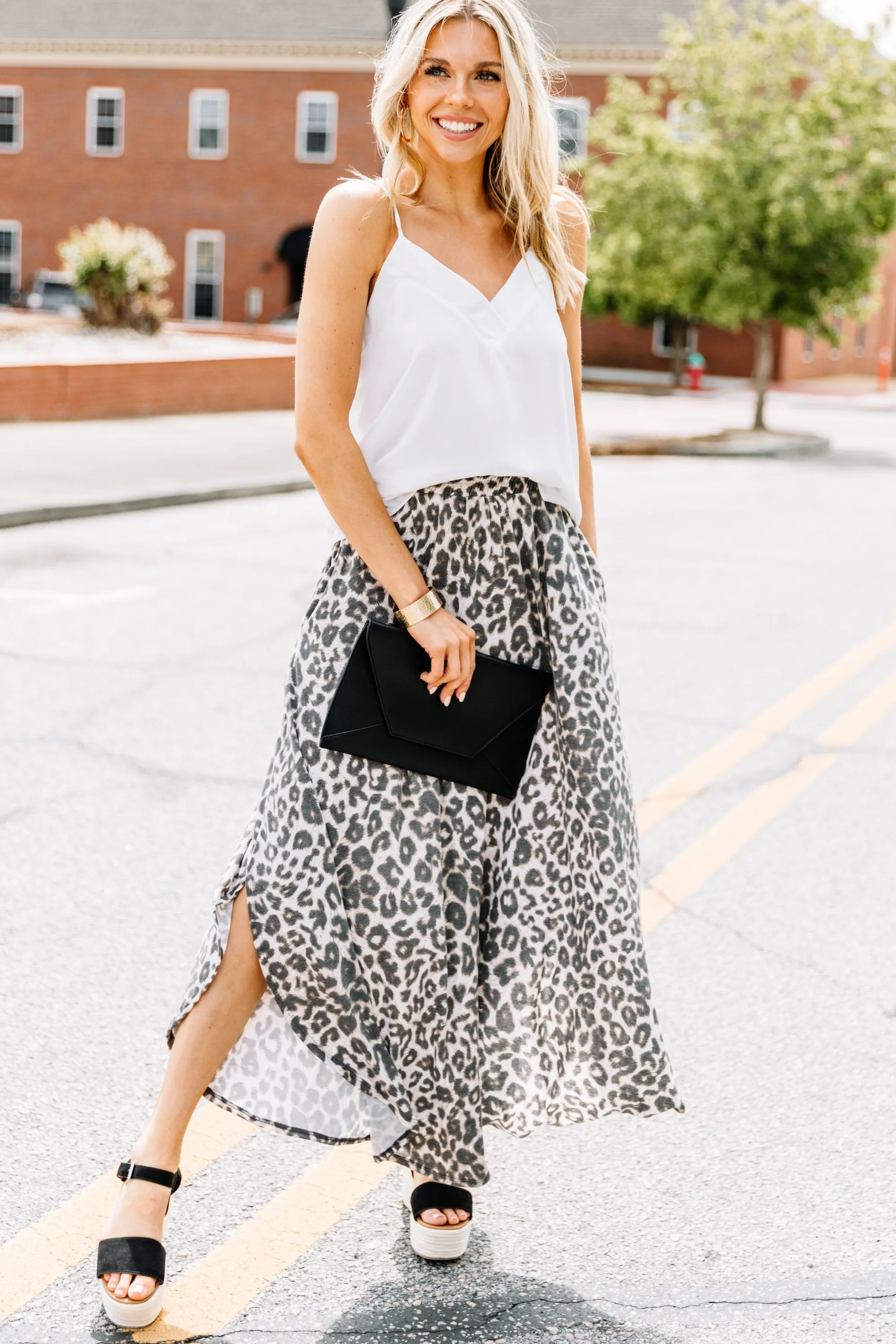 Take The Advantage Mocha Brown Leopard Maxi Skirt
