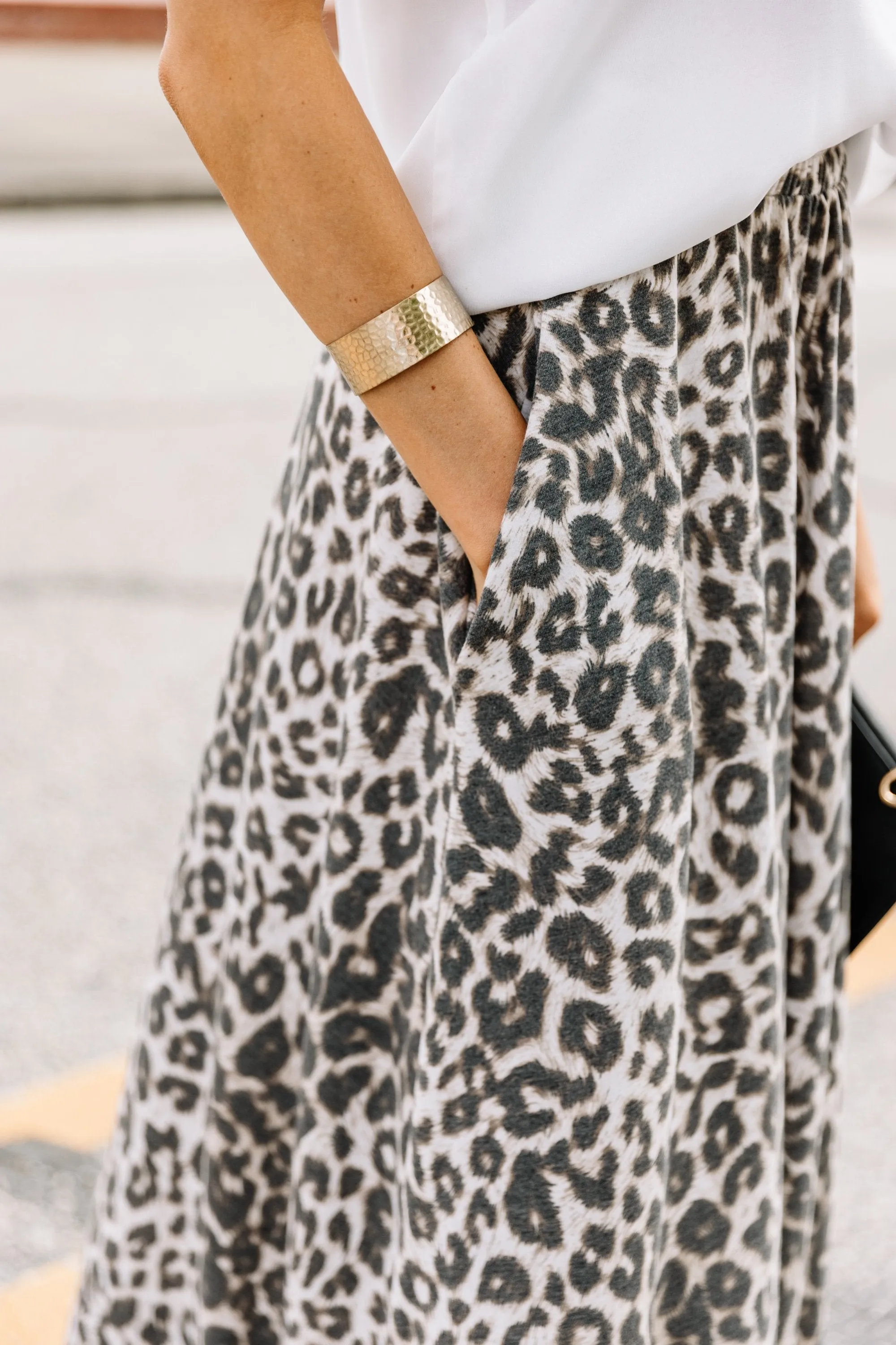 Take The Advantage Mocha Brown Leopard Maxi Skirt