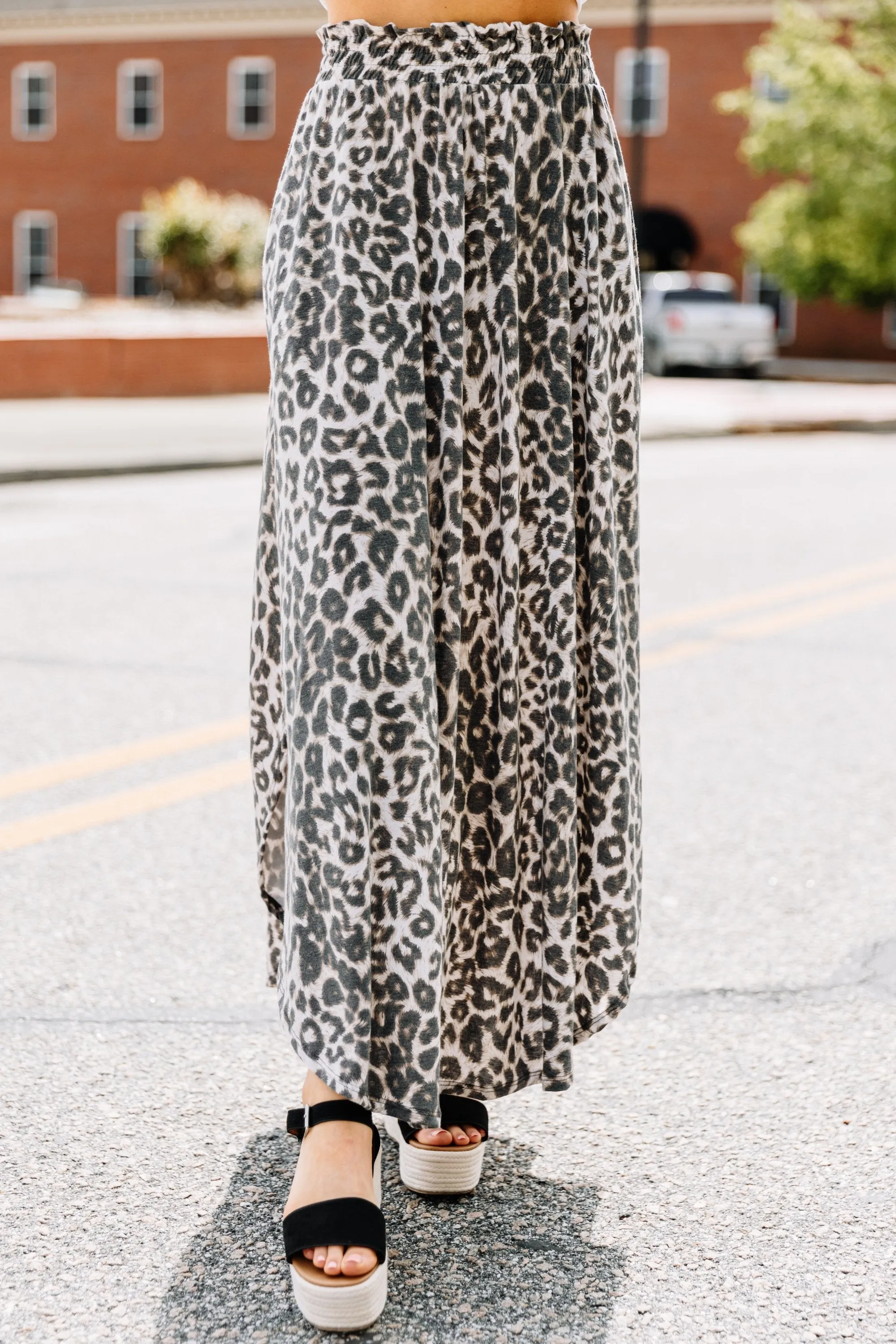 Take The Advantage Mocha Brown Leopard Maxi Skirt