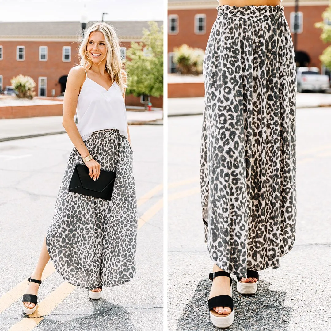 Take The Advantage Mocha Brown Leopard Maxi Skirt