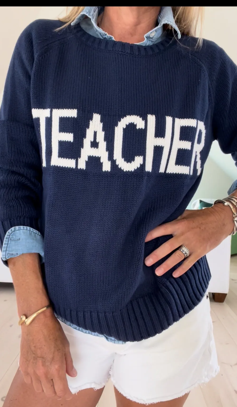 Teacher Chunky Campus Sweater