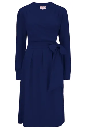 The Evie Long Sleeve Wrap Dress in Navy by RocknRomance