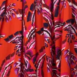 Tropical Print Faux Wrap Midi Dress