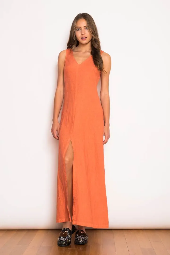 V-Neck Maxi Linen Dress