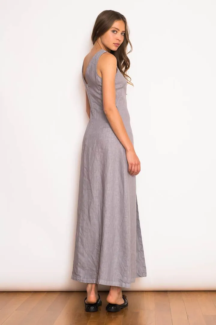 V-Neck Maxi Linen Dress