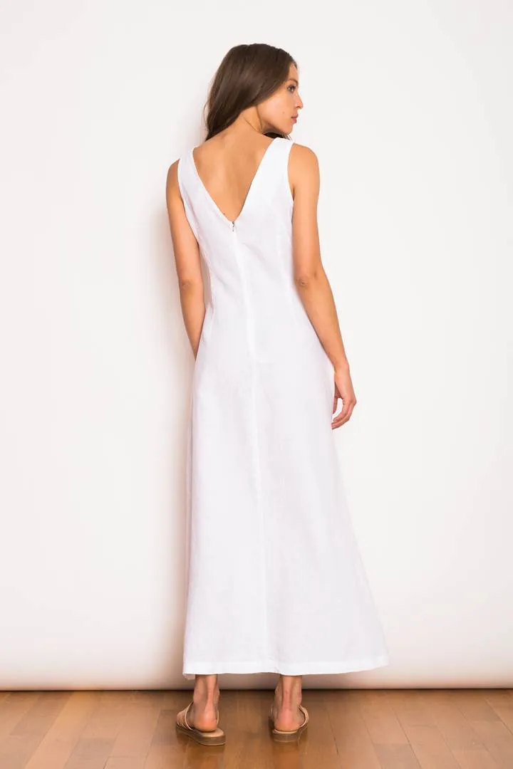 V-Neck Maxi Linen Dress