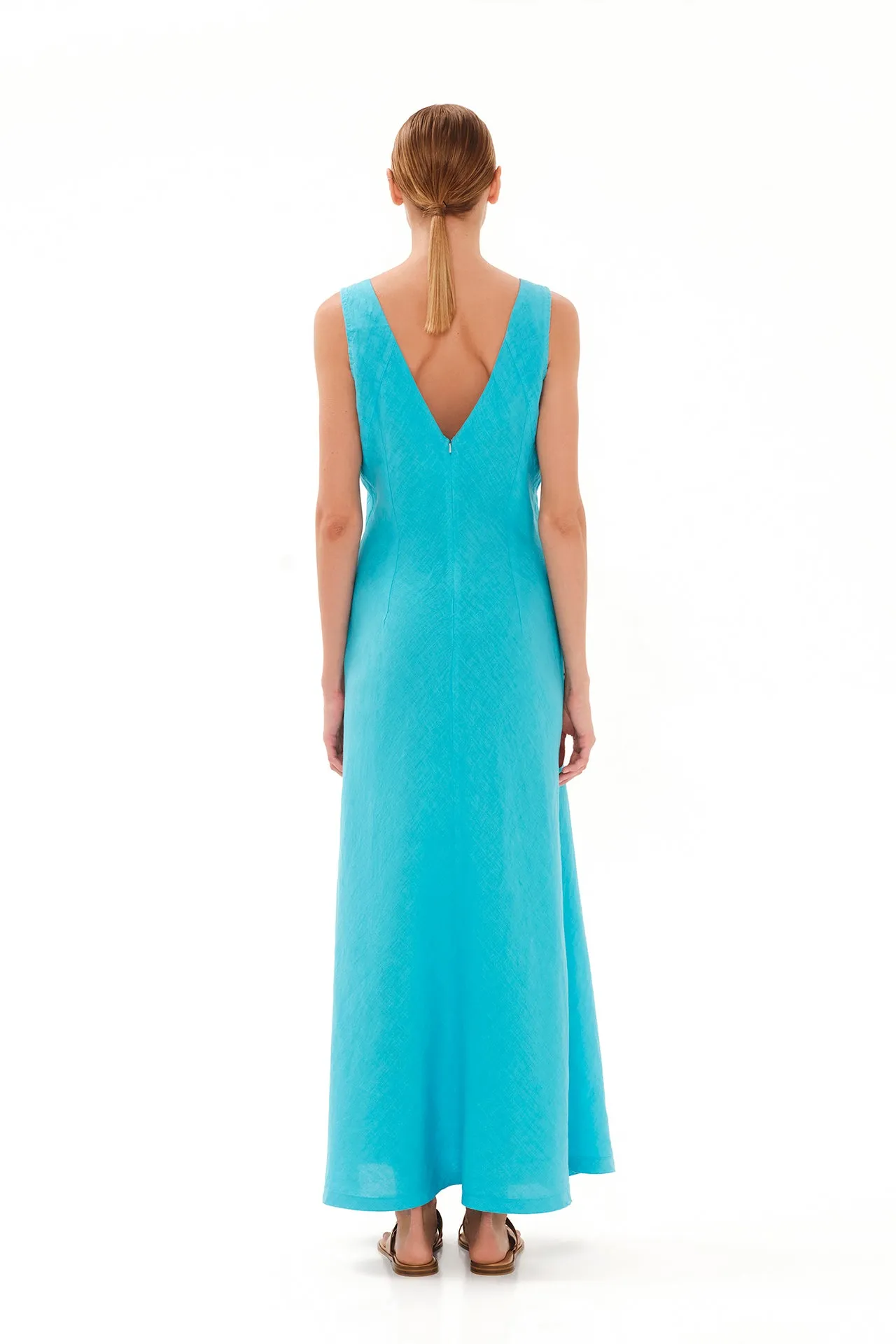 V-Neck Maxi Linen Dress