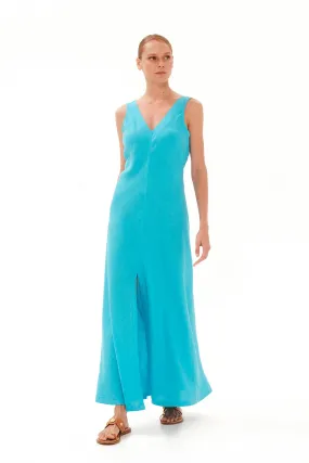 V-Neck Maxi Linen Dress