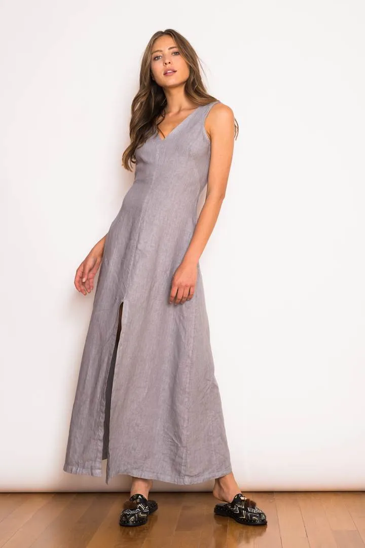 V-Neck Maxi Linen Dress