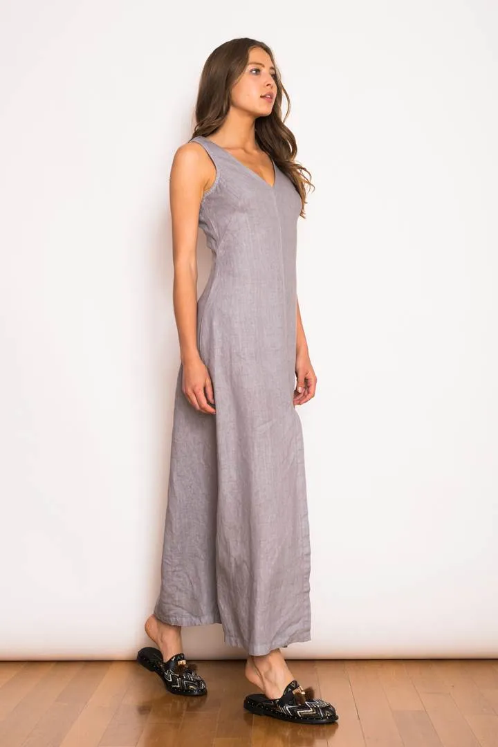 V-Neck Maxi Linen Dress