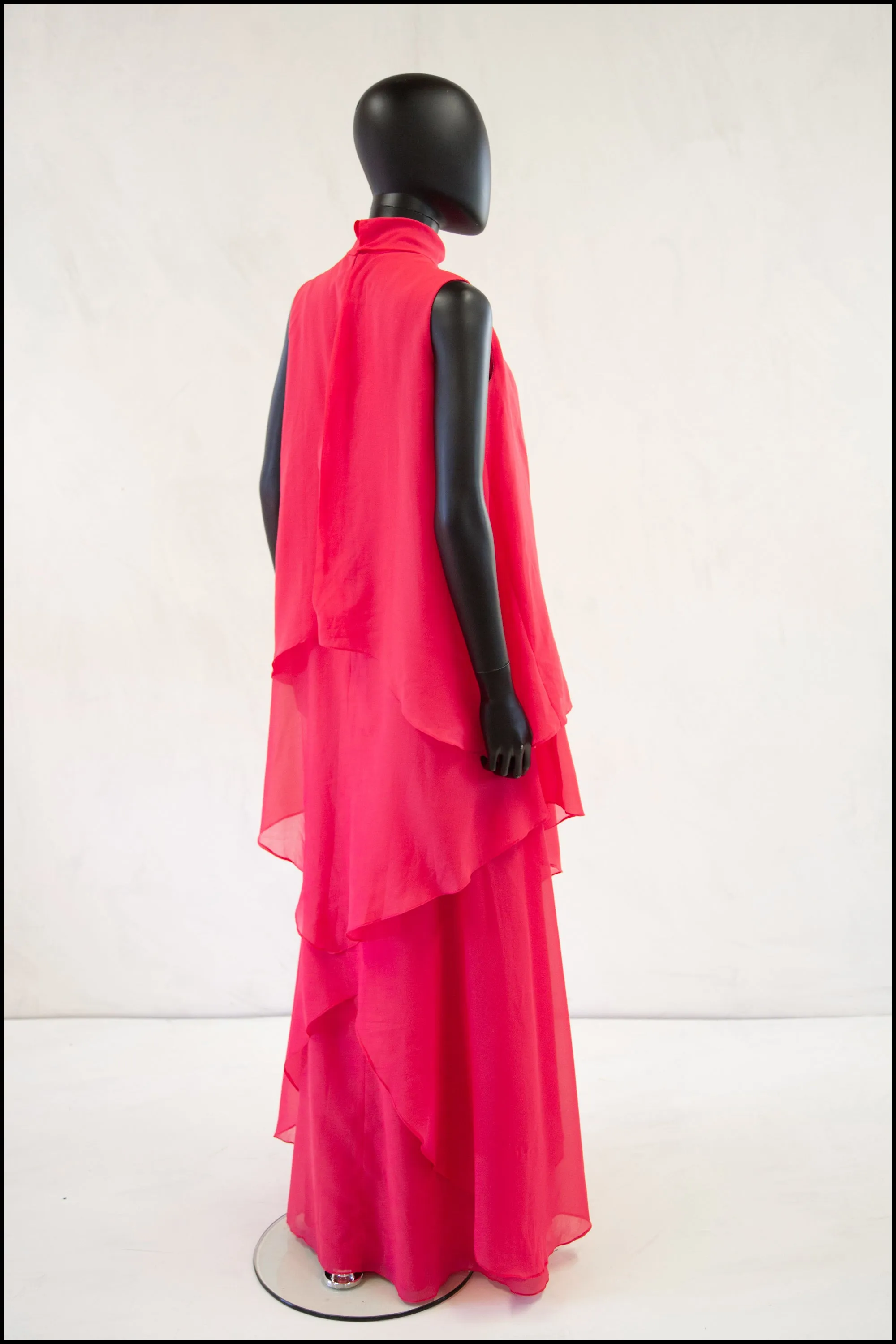 Vintage 1970s Pink Chiffon Maxi Dress