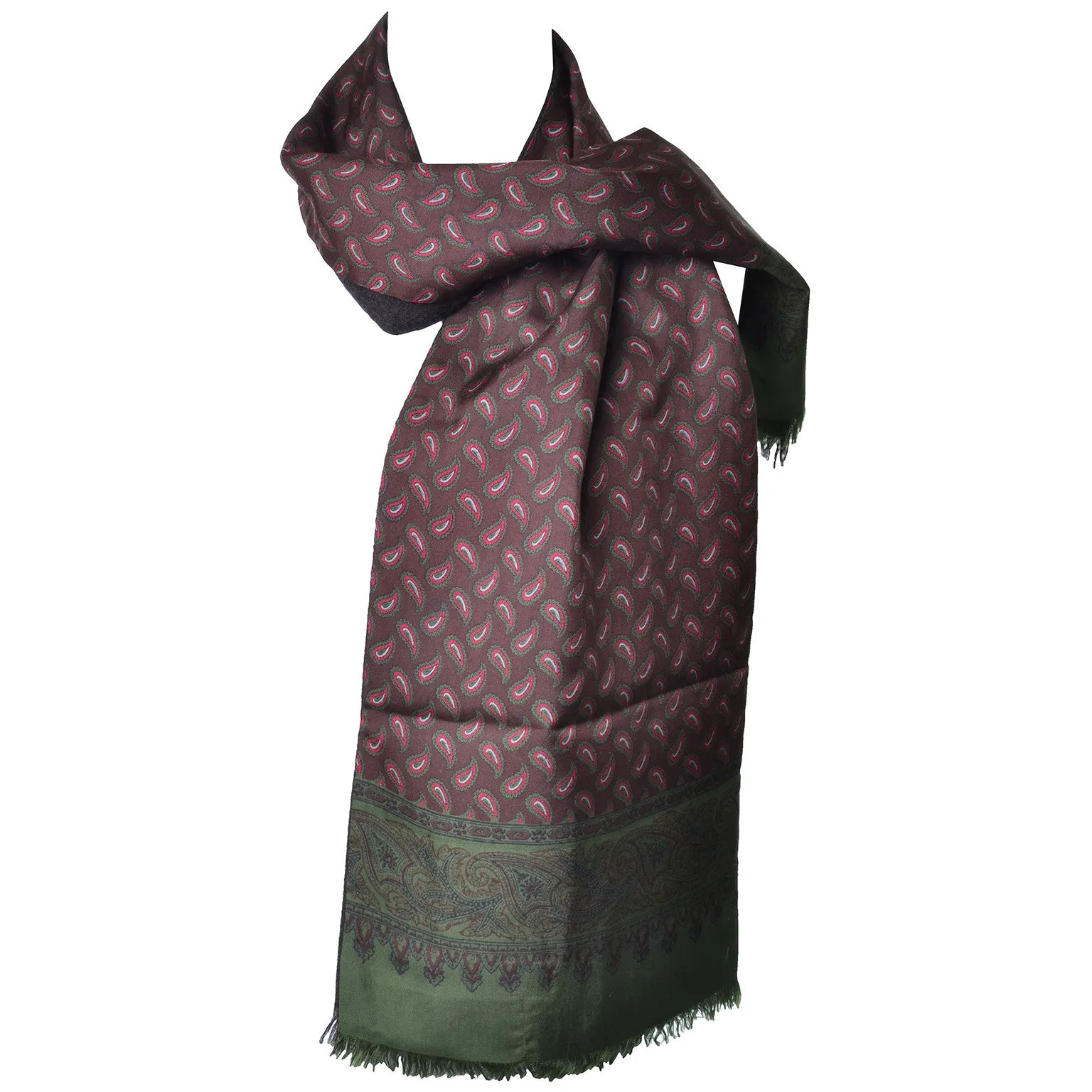 Vintage Abercrombie & Fitch Mens Silk Paisley Cashmere Scarf England