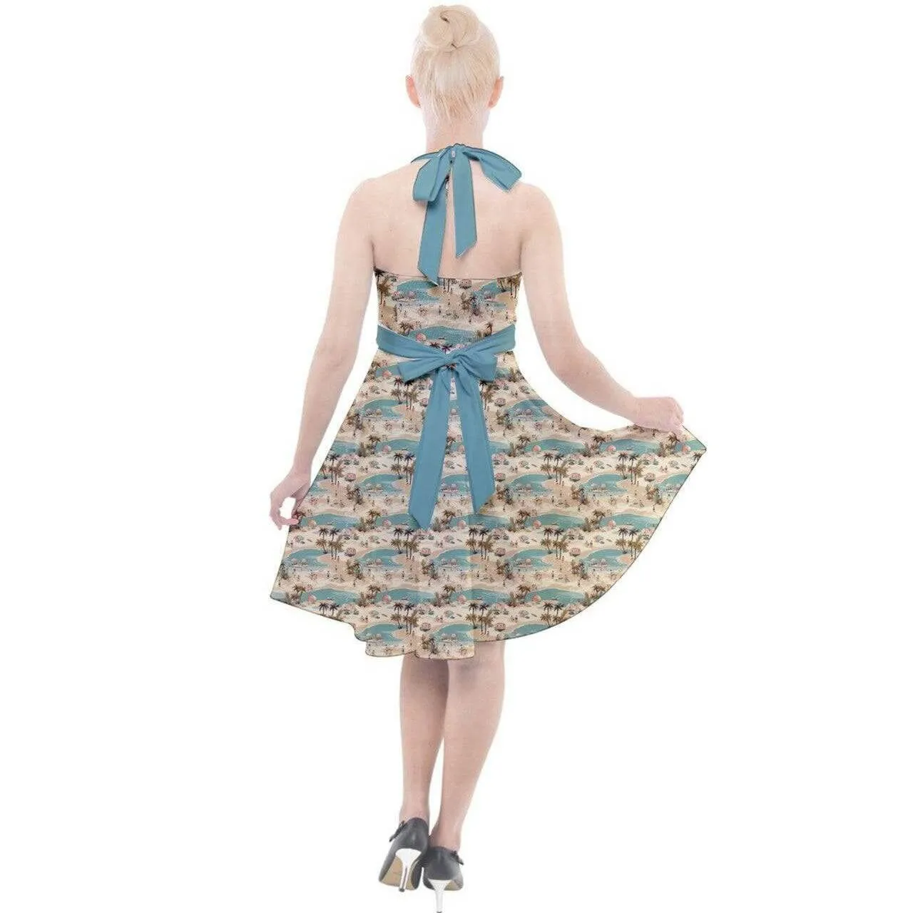 Vintage Vacation Halter Party Swing Dress