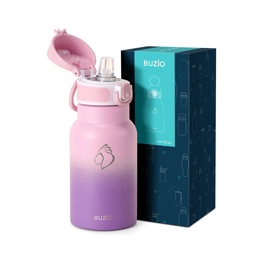 Water Bottle with Auto Flip Straw Lid | 12oz