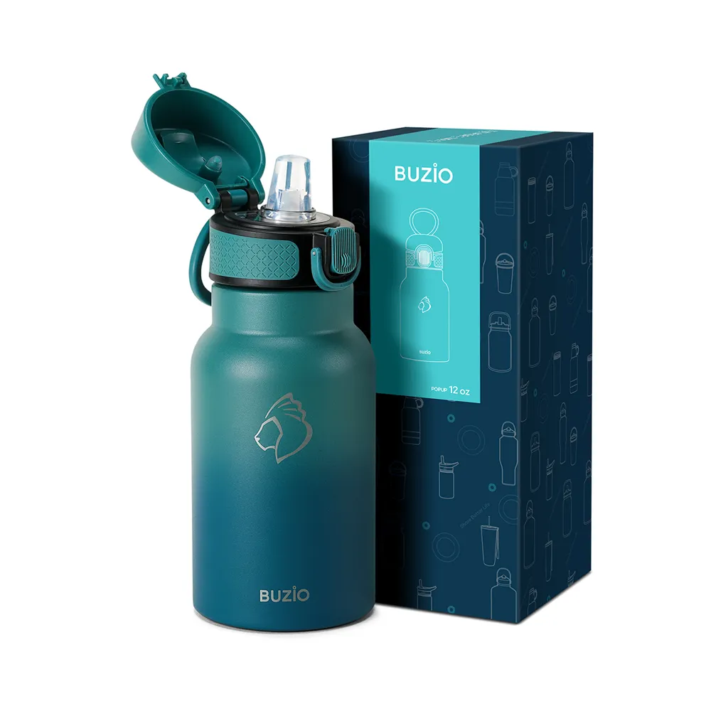 Water Bottle with Auto Flip Straw Lid | 12oz