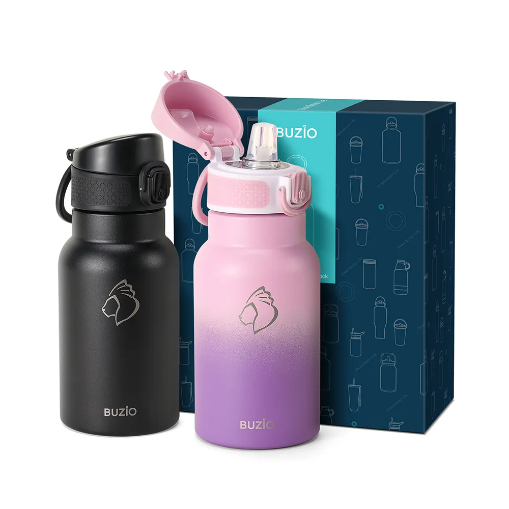 Water Bottle with Auto Flip Straw Lid | 12oz