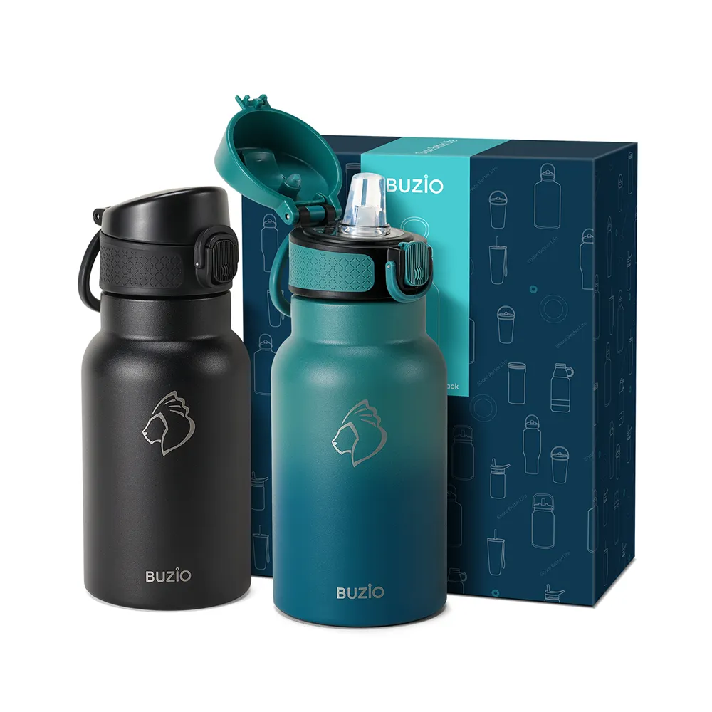 Water Bottle with Auto Flip Straw Lid | 12oz