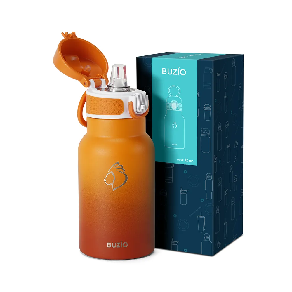 Water Bottle with Auto Flip Straw Lid | 12oz