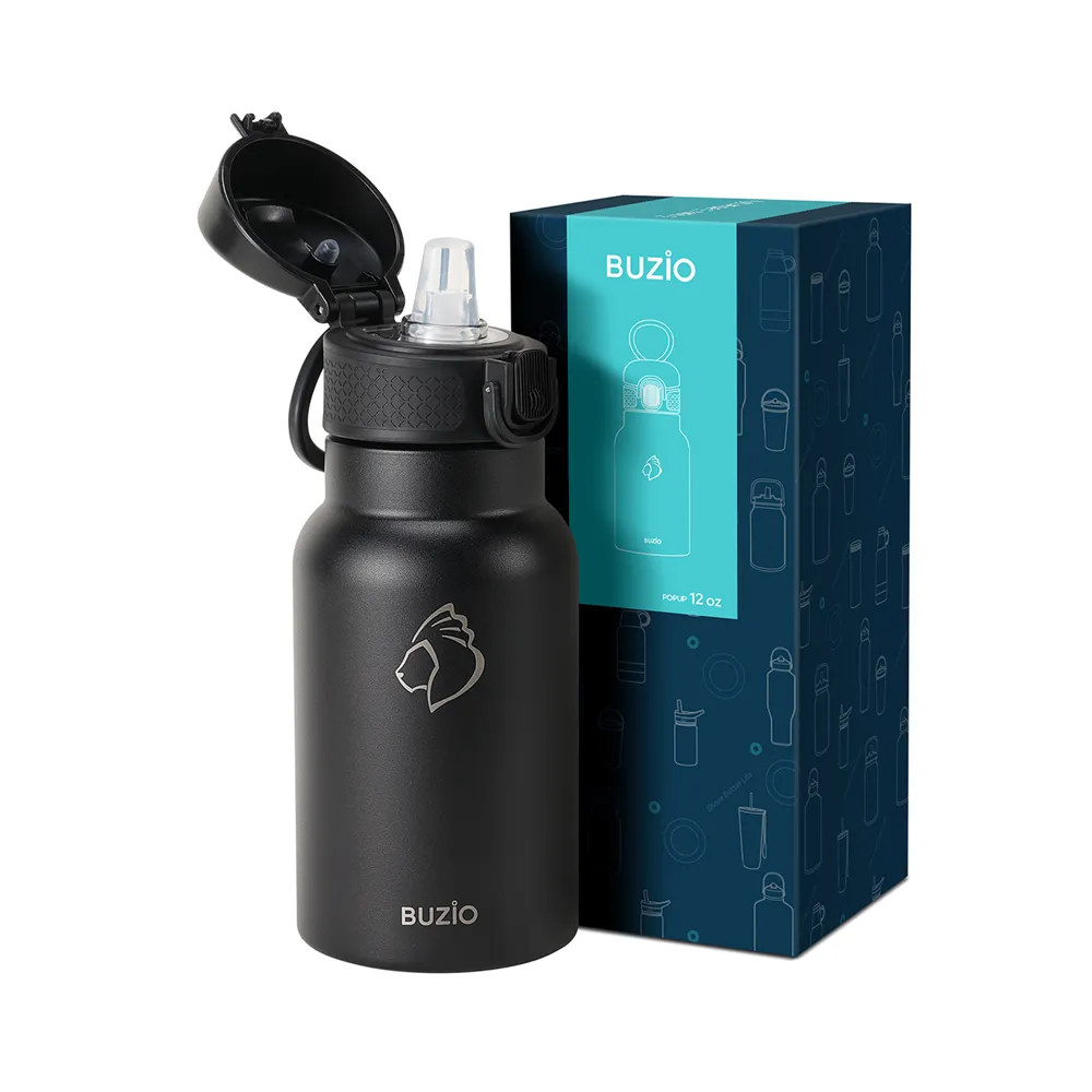 Water Bottle with Auto Flip Straw Lid | 12oz