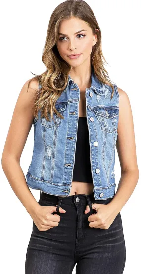 Wax Jeans Women's Classic Cropped Denim Vest