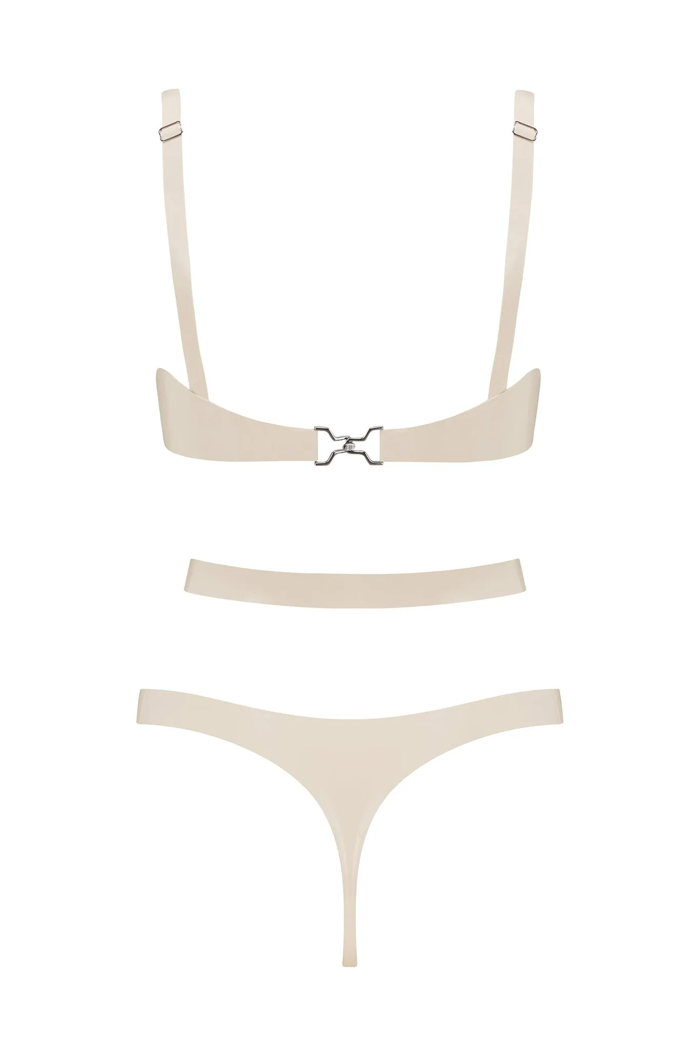 White Ivory Cut Out Latex Lingerie Set