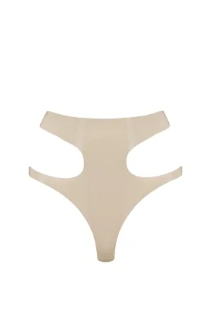 White Ivory Latex Cut Out Thong