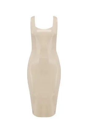 White Ivory Latex Midi Dress
