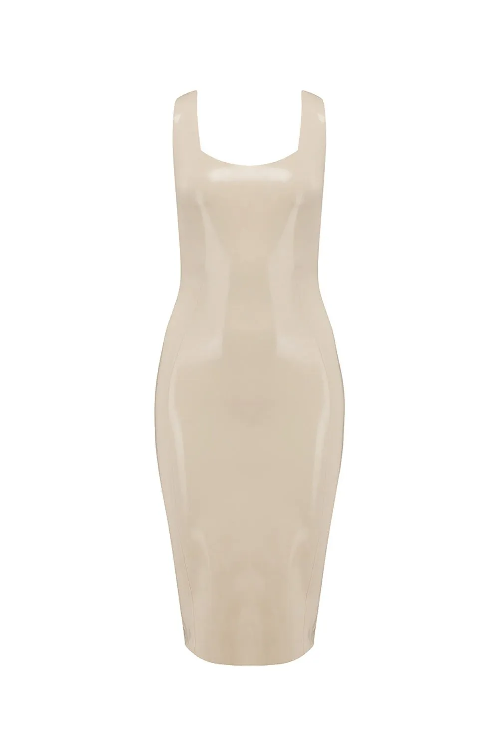 White Ivory Latex Midi Dress