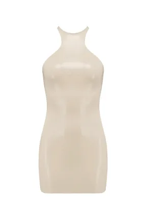 White Ivory Latex Mini Dress
