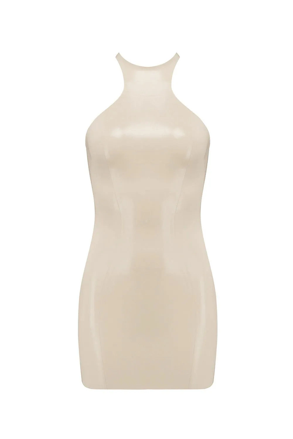 White Ivory Latex Mini Dress
